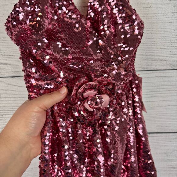 Bardot Junior Girl's Pink Azalea Sequin Halter Neck Party Dress Size 12 - Picture 3 of 12